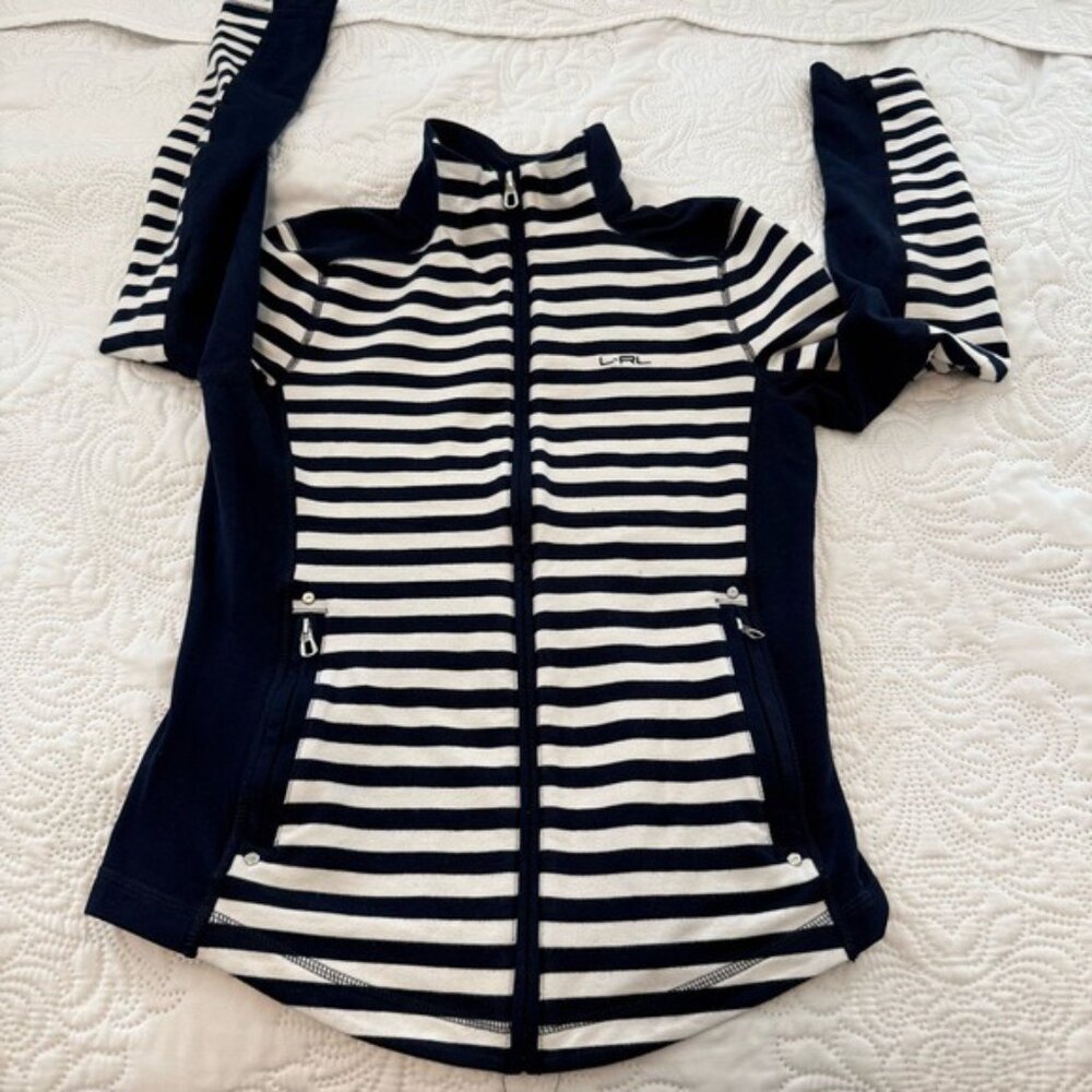Lauren Ralph Lauren Active Women’s Zip Up Jacket Size Small Striped Retro - Picture 5 of 12